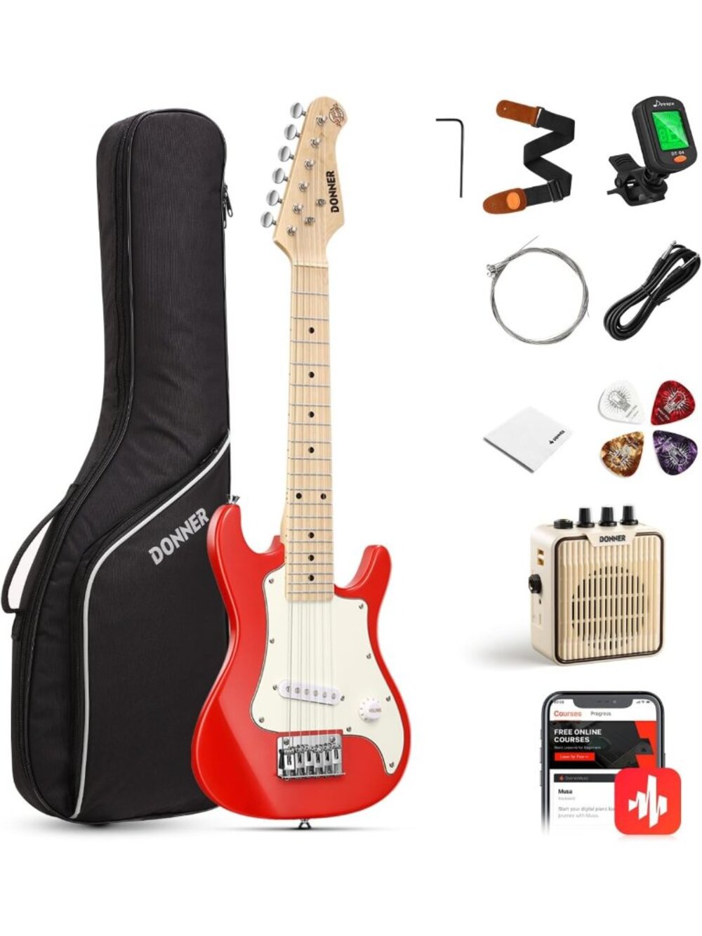 30 Inch Kids Electric Guitar Beginner Kit - Mini Guitar with Amp, Bag, Tuner